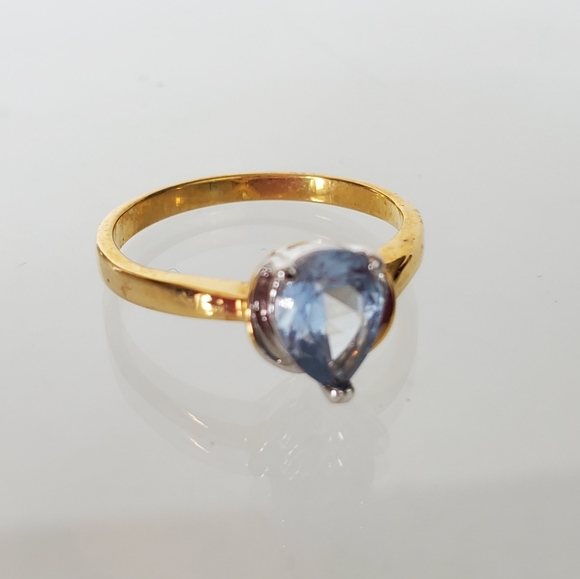 Delicate Gold Plated Blue birthstone  ring sizes 4 5 8 Valentines Day - Picture 6 of 8